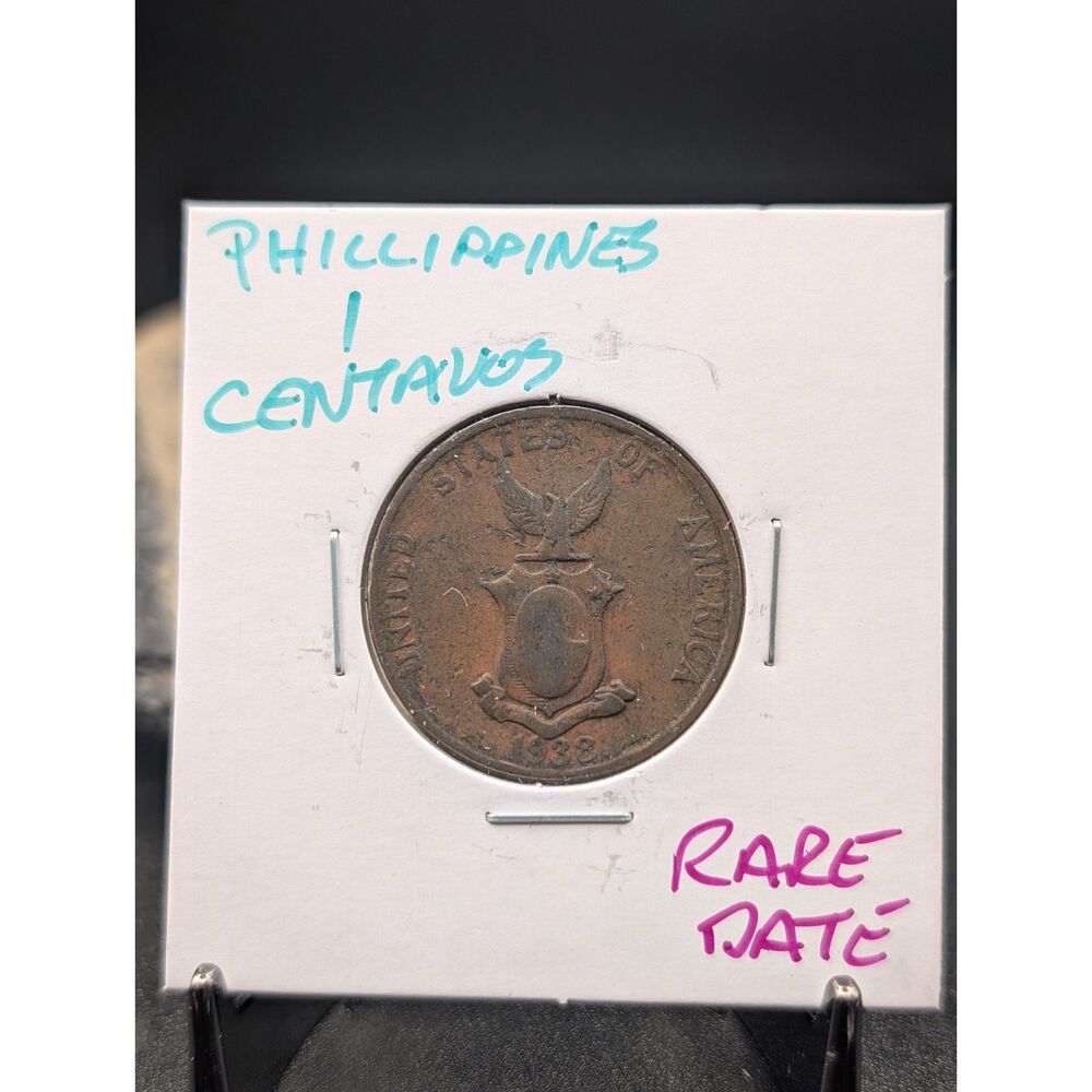 1938 U.S.–Philippines 1 Centavo • Eagle & Shield • Pre‑War Copper Coin